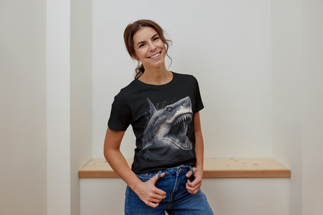 T-Shirt Short Sleeve Animals Print Unisex - Jaws