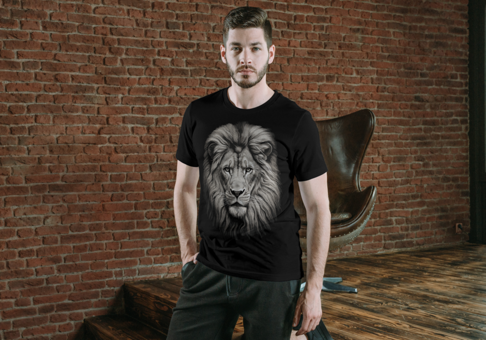 T-Shirt Short Sleeve Animals Print Unisex - Lion