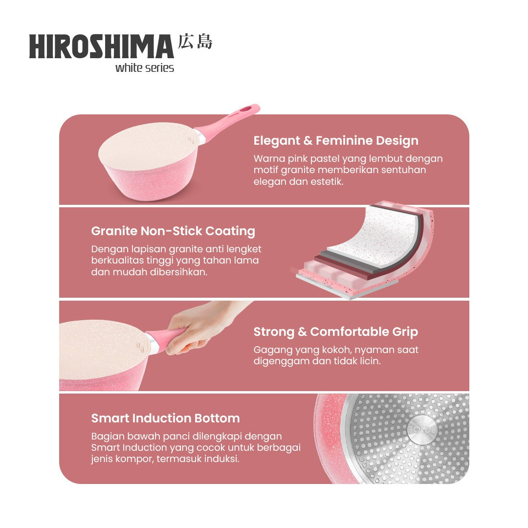 Hiroshima White Series Sauce Pan 18cm