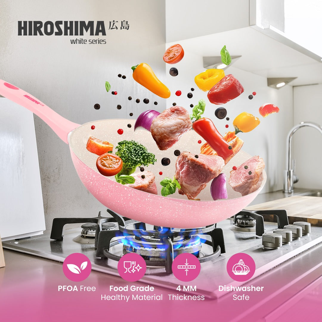 Hiroshima White Series Wok Pan 24cm