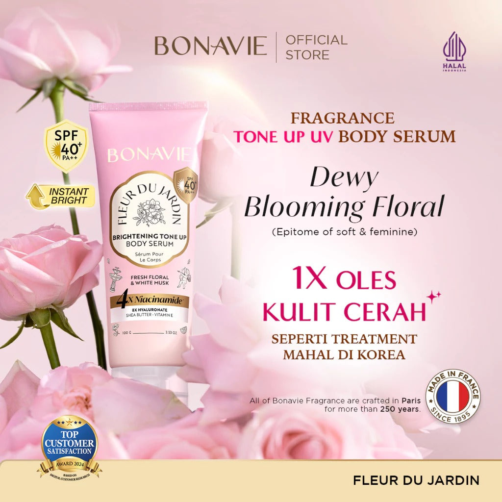 Bonavie TONE UP UV Brightening Body Serum SPF 40 PA++ & 4X NIACINAMIDE Instant brightening - Fragrance Wangi Mewah Body Lotion - Fleur Du Jardin