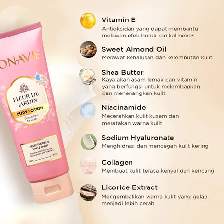 Bonavie Body Lotion Fleur Du Jardin 200gr Wangi Tahan Lama Melembapkan Mencerahkan
