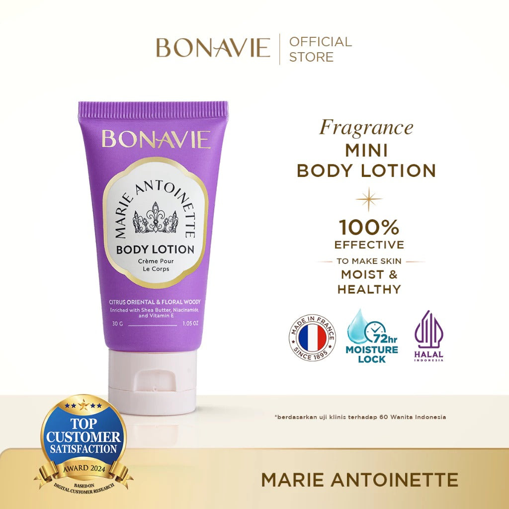 Bonavie Body Lotion Travel Size 30gr Wangi Tahan Lama Melembapkan Mencerahkan - Marie Antoinette