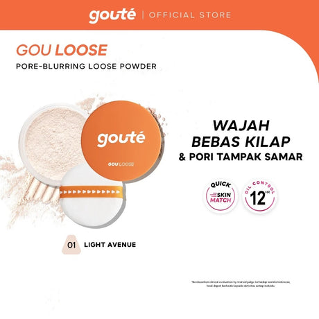 Goute Pore Blurring Loose Powder - Smooth Finish Medium to Full Coverage | bedak tabur tahan lama - 01 Light Avenue
