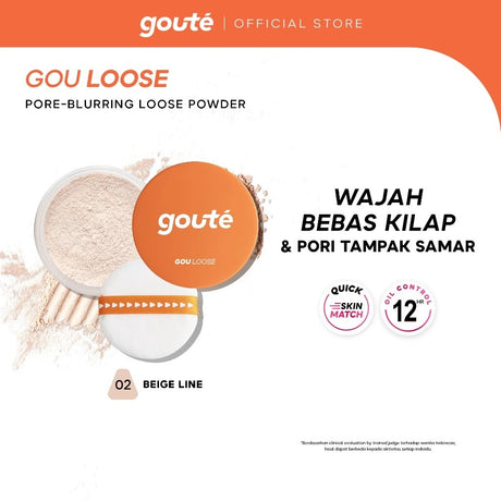 Goute Pore Blurring Loose Powder - Smooth Finish Medium to Full Coverage | bedak tabur tahan lama - 02 Beige Line