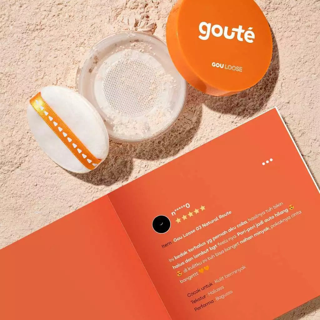 Goute Pore Blurring Loose Powder - Smooth Finish Medium to Full Coverage | bedak tabur tahan lama - 03 Natural Route