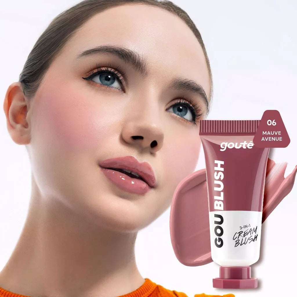 Goute Goublush Cream Blush for Cheek Blendable High Pigmented Lightweight Blush on - 06 Mauve Avenue