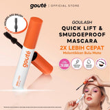 Goulash  Quick Lift Mascara  2in1 Smudgeproof mascara yang dapat membuat bulu mata tampak lebih lentik dan tebal natural tanpa terasa bergumpal, tidak mudah luntur dan tahan lama. Dengan aplikator berbentuk jam pasir yang mampu menggulung bulu mata secara