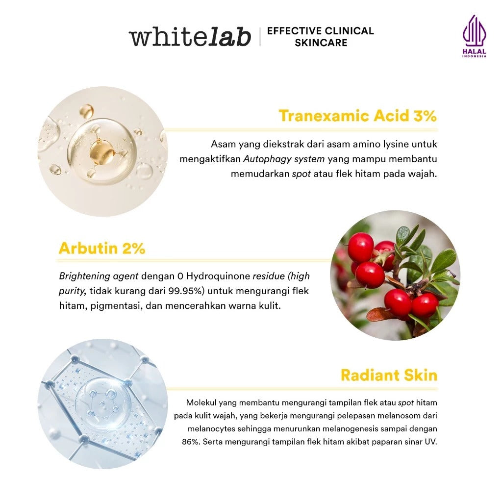Whitelab Serum Arbutin Anti Dark Spot Flek Hitam - Serum Glowing Pencerah Wajah Bekas Jerawat