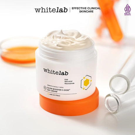 Whitelab Glow Booster C-Dose+ Day Cream - Pelembap Krim Pagi Pencerah Wajah untuk Kulit Kering dengan Niacinamide & UV Filter