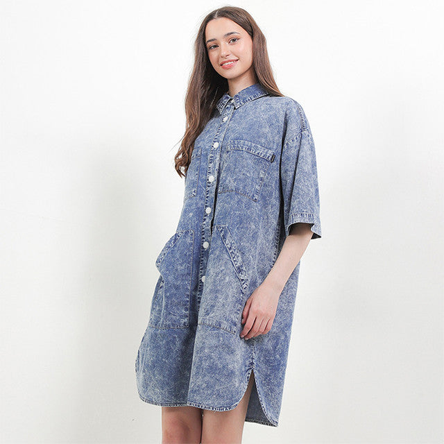 Hush Puppies Pakaian Wanita Dress Pinna In Light Blue