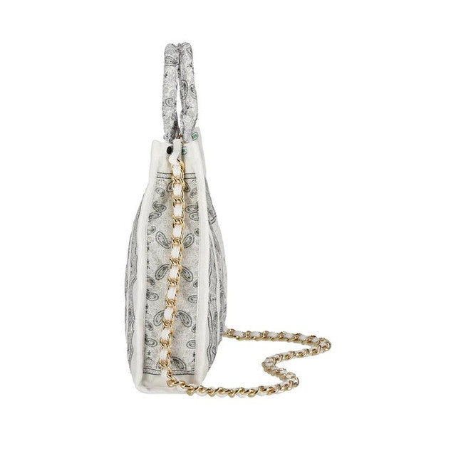 Sm Chain Quilt Tote In Bandana White