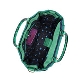 Lg 2 Zip Pocket Tote In Navy Heart Leopard