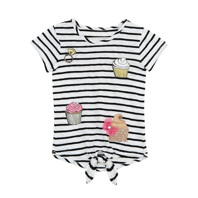 TORIO Basic Stripe With Cup Cake - Kaos Anak - Atasan Anak Perempuan 8-9 tahun