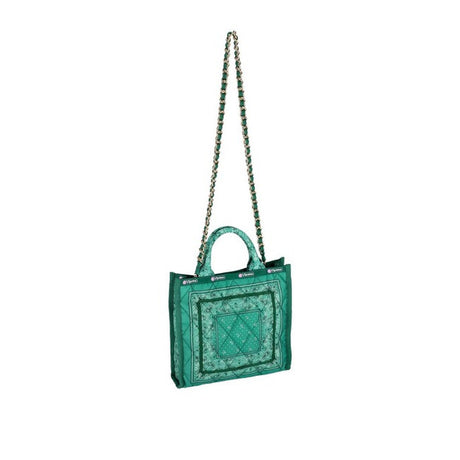 Sm Chain Quilt Tote In Bandana Green
