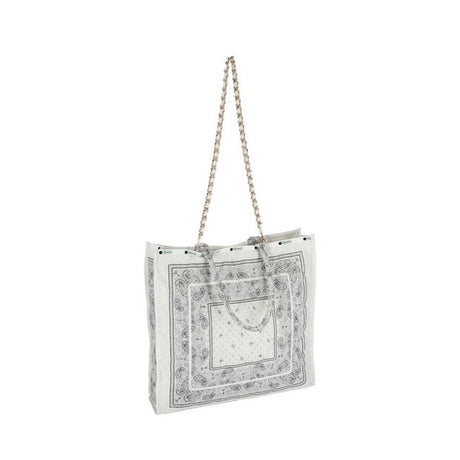 Lg Chain Quilt Tote In Bandana White
