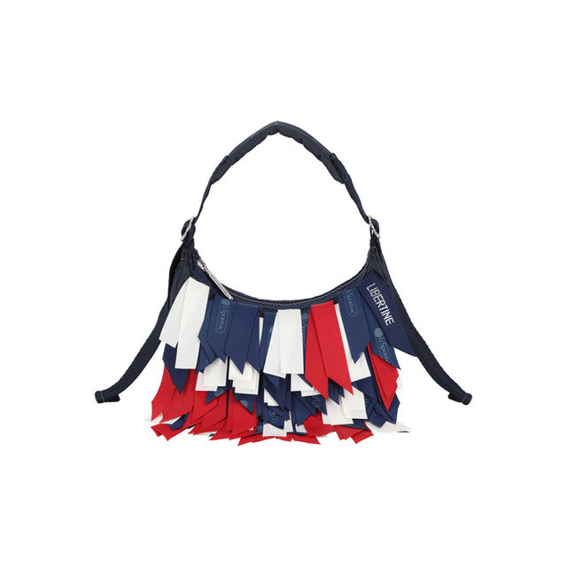 Small Fringe Hobo In Blue/ Red/ White Fringe