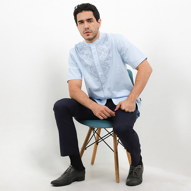 Hush Puppies Pakaian Pria Shirt Kofta In Light Blue