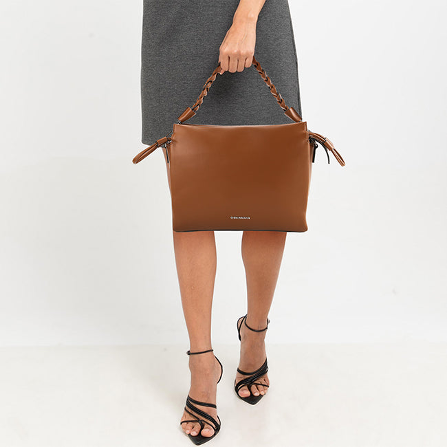 Obermain Women Bags Harley Top Handle Bag (L) In Cognac