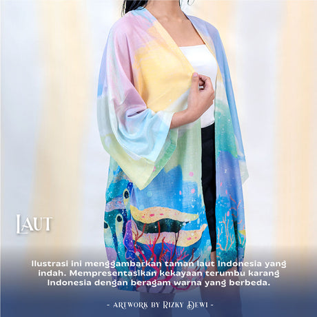 Sovlo Women SOVLO Jane Kimono - Outer Panjang Wanita Laut_RD In Multicolor