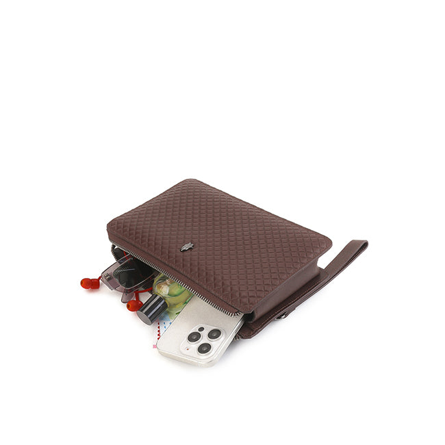 Hush Puppies Tas Pria Scottie Clutch In Dark Brown