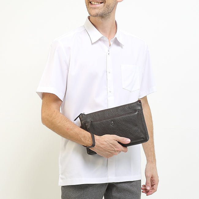 Hush Puppies Men Bags Adam Clutch In Dark Brown