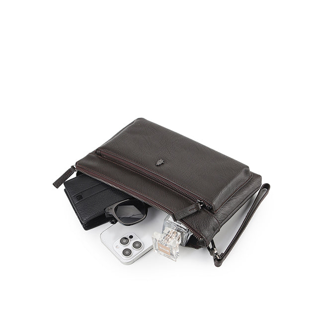 Hush Puppies Men Bags Adam Clutch In Dark Brown
