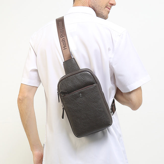 Hush Puppies Men Adam Chest Bag In Dark Brown