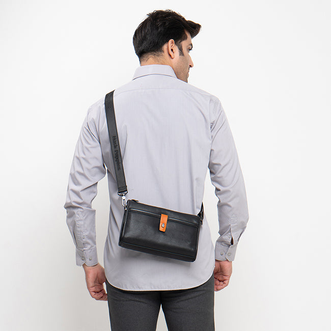 Hush Puppies Men Anthony Clutch / Messenger Bag In Black