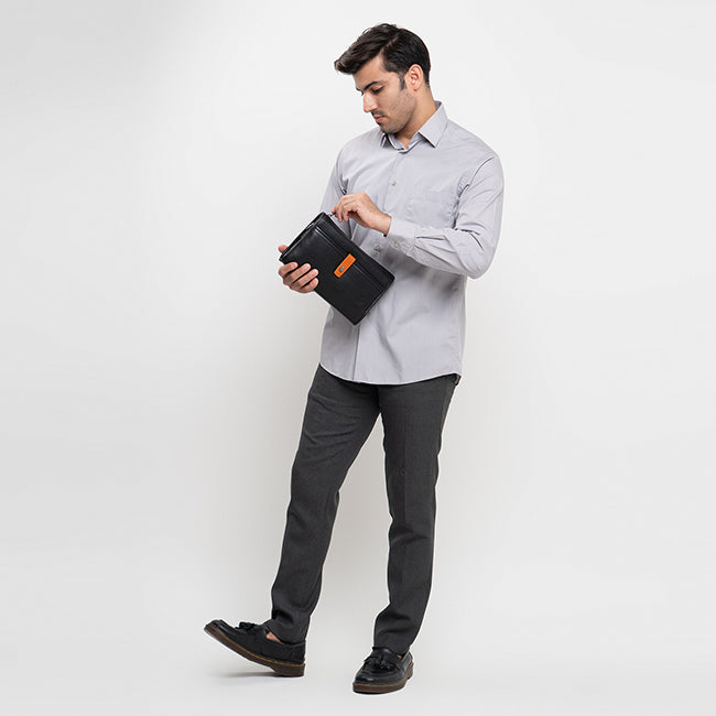 Hush Puppies Men Anthony Clutch / Messenger Bag In Black