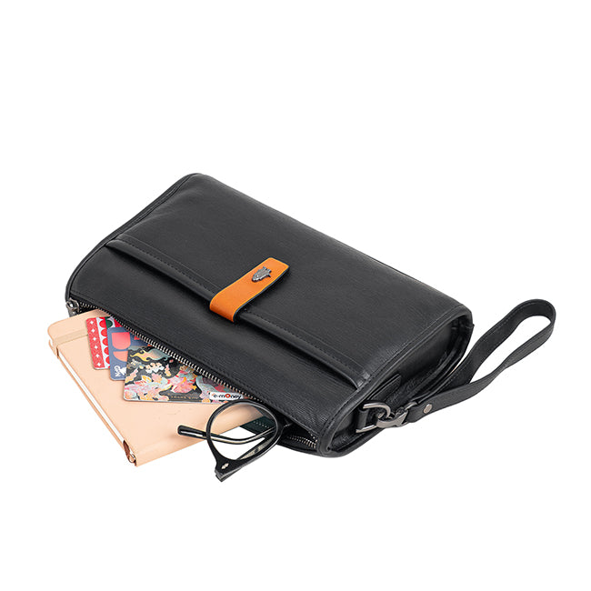 Hush Puppies Men Anthony Clutch / Messenger Bag In Black