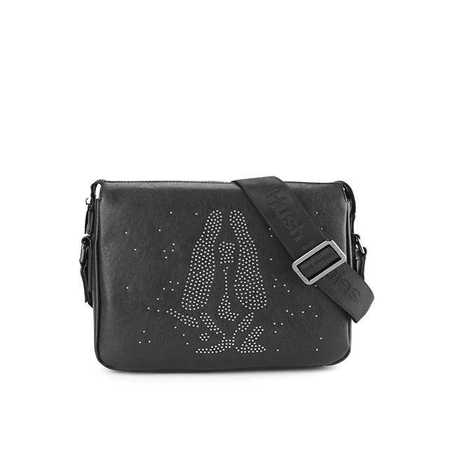 Hush Puppies Unisex Sparkle Messenger Bag In Black