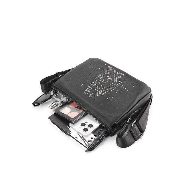 Hush Puppies Unisex Sparkle Messenger Bag In Black