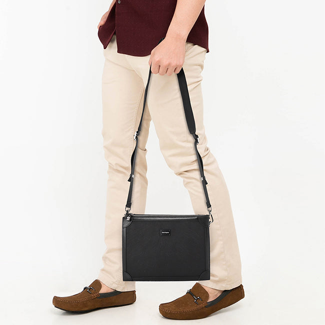 Hush Puppies Tas Pria Manrico Clutch/Messenger Bag In Black