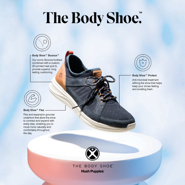 Hush Puppies Sepatu Sneaker Pria Advance Knit Laceup In Navy Blue Textile