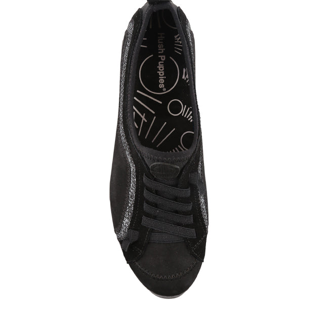 Hush Puppies Sepatu Lace Up Wanita Ladies Casual - Qualify In Black Nubuck
