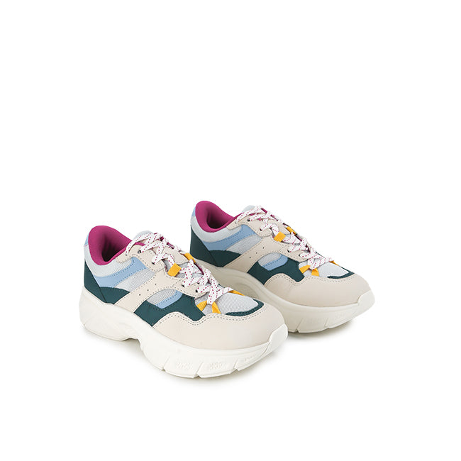 Hush Puppies Sepatu Wanita Sneakers Movement Lace Up In Coastal Teal Leather
