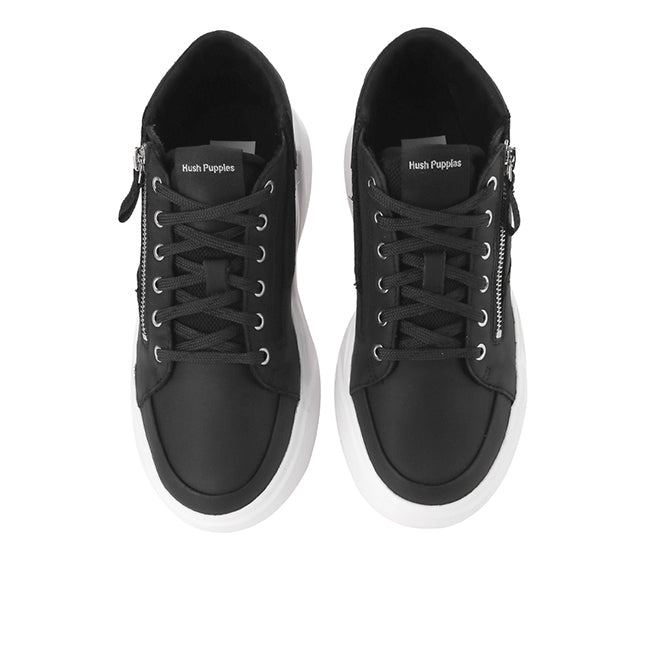 Hush Puppies Sepatu Wanita Sneakers Rush Hi Top Sneaker In Bold Black Leather