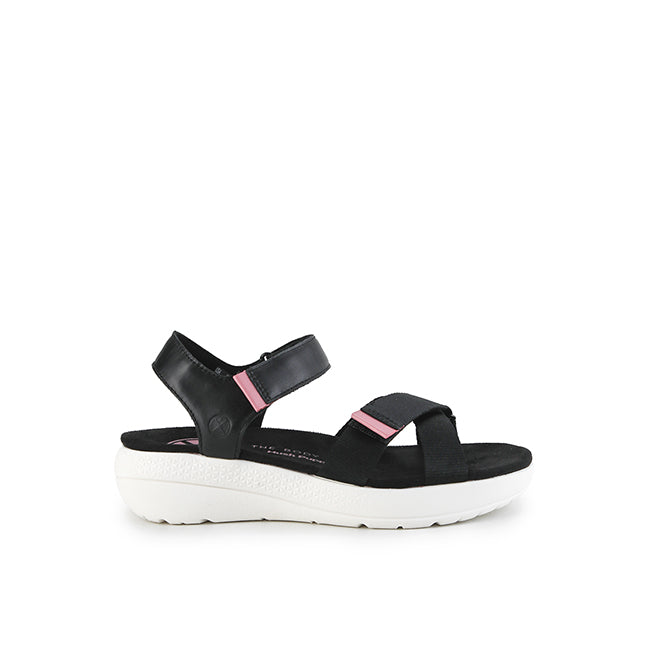 Hush Puppies Sandal Wanita Sandals Breathe Qtr Strap In Bold Black Leather