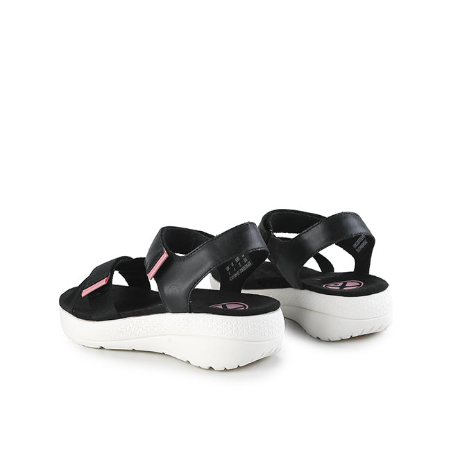 Hush Puppies Sandal Wanita Sandals Breathe Qtr Strap In Bold Black Leather
