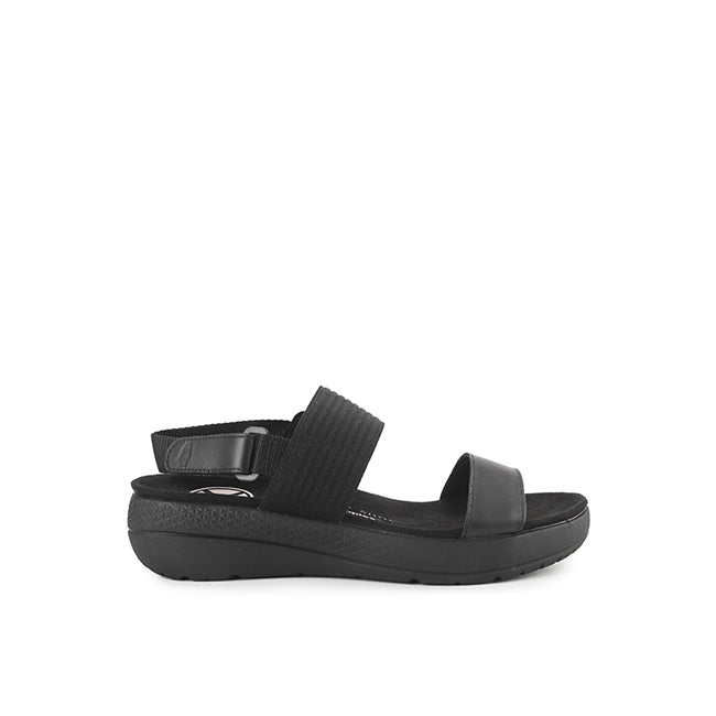 Hush Puppies Women Strap Breathe Gore Sandal In Bold Black Leather