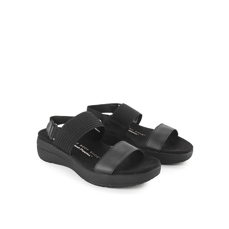 Hush Puppies Women Strap Breathe Gore Sandal In Bold Black Leather
