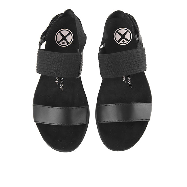 Hush Puppies Women Strap Breathe Gore Sandal In Bold Black Leather