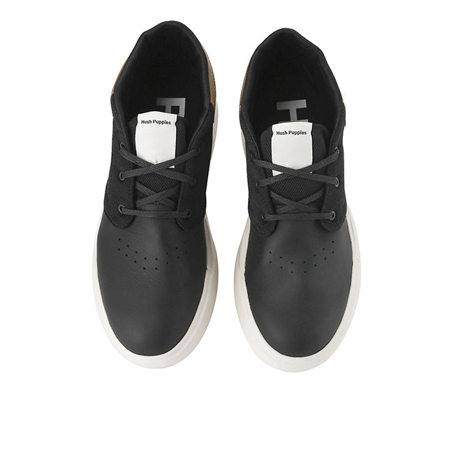 Hush Puppies Sepatu Pria Sneakers Rush Chukka In Bold Black Leather