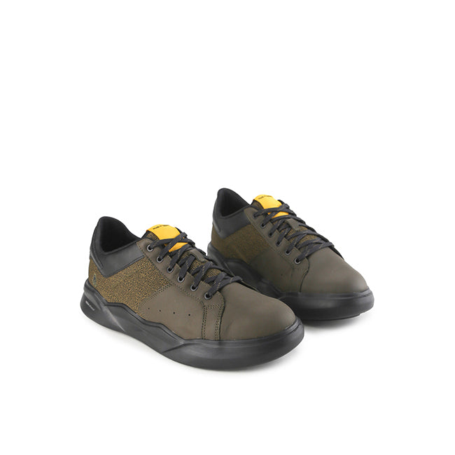 Hush Puppies Sepatu Pria Sneakers Rush Sneaker In Dark Olive Leather