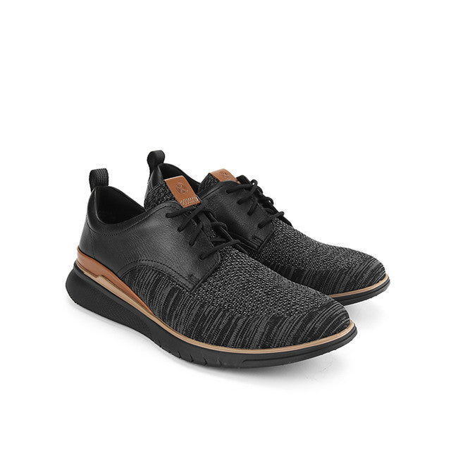 Hush Puppies Sepatu Pria Lace Up Advance Hybrid Lace In Bold Black Leather