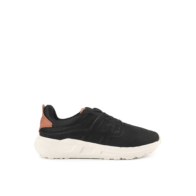 Seventy8 Lthr Runner In Bold Black Nubuck
