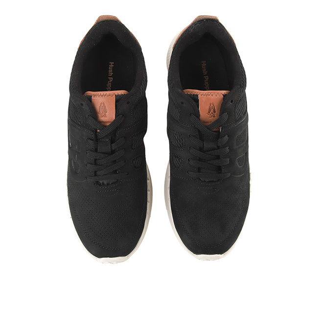 Seventy8 Lthr Runner In Bold Black Nubuck