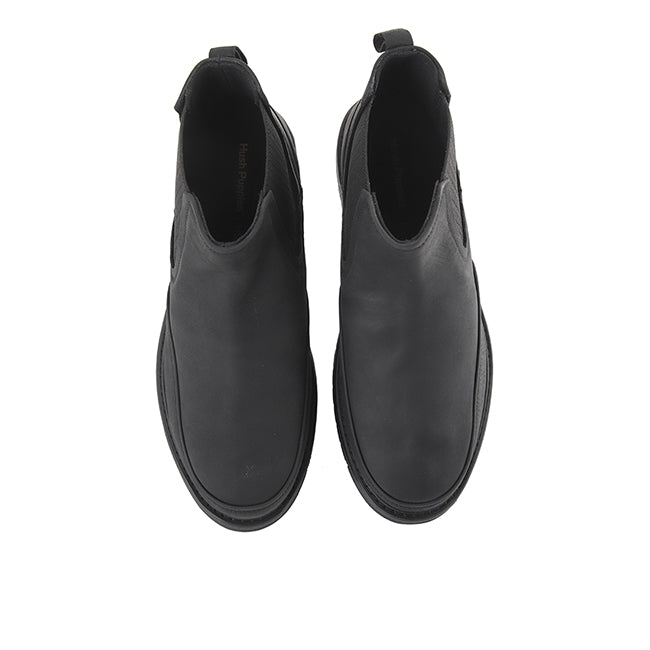 Hush Puppies Men Shoes Jenson Gore Boot In Bold Black Leather