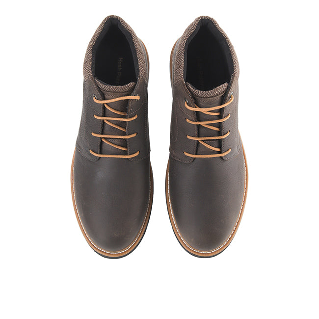 Hush Puppies Men Shoes Jenson Lace Boot In Dark Brown Leather